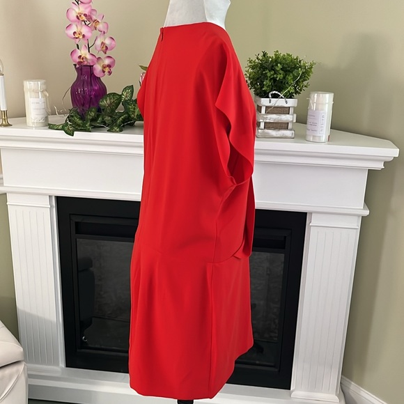 HALSTON Red Heritage Cap Sleeve Crepe Mini Dress NWOT - Picture 6 of 12